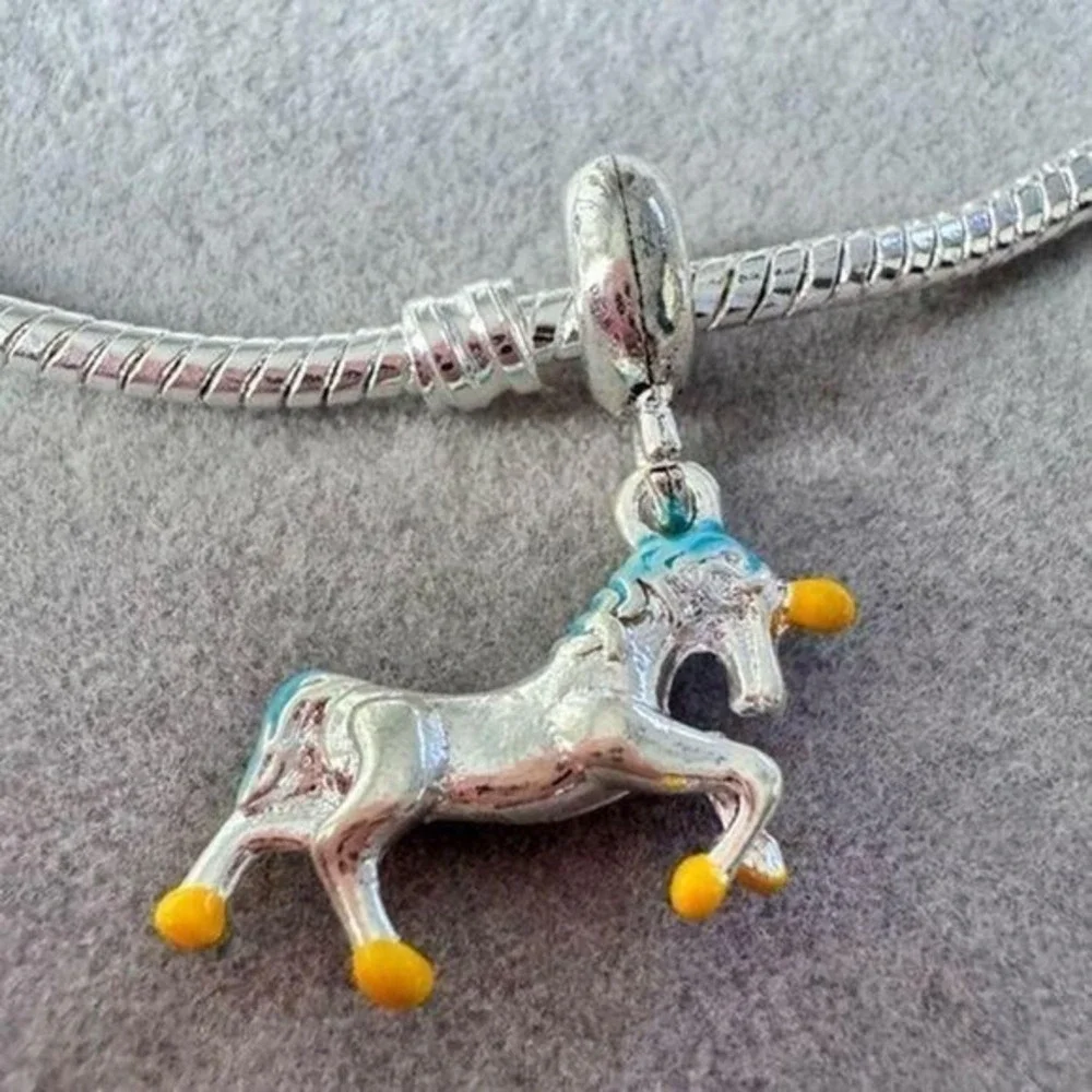 Blue Unicorn Dangle‎ Charm fits PANDORA